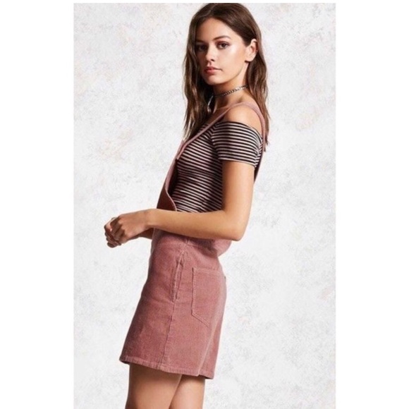 Pink Corduroy mini dress overalls - Picture 2 of 13